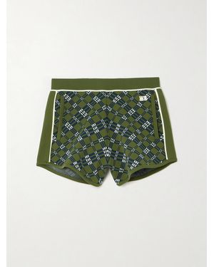 Wales Bonner Power Embroidered Jacquard-Knit Shorts - Green