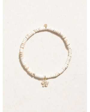 Sydney Evan Small Plumeria 14-Karat, And Diamond Bracelet - White