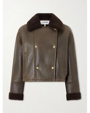 Loewe Double-Breasted Shearling Jacket - Brown
