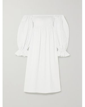 Sleeper Net Sustain Atlanta Off-The-Shoulder Shirred Linen Midi Dress - White