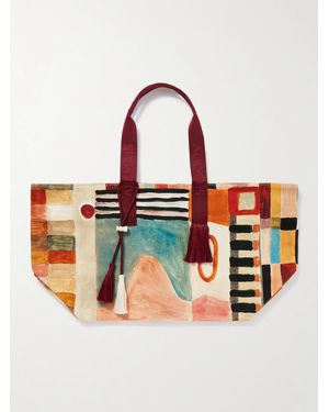 ALÉMAIS Laurence Leenaert Michelle Tasselled Printed Cotton-Canvas Tote - Pink