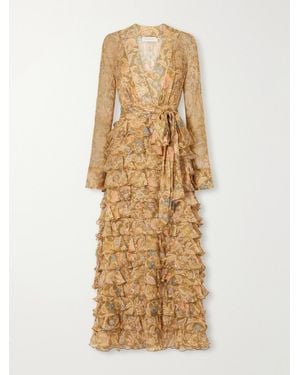 Zimmermann Valiant Ruffled Floral-Print Silk-Chiffon Maxi Dress - Natural