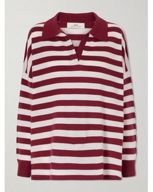 arch4 Victoria Striped Cashmere Polo Shirt - Red