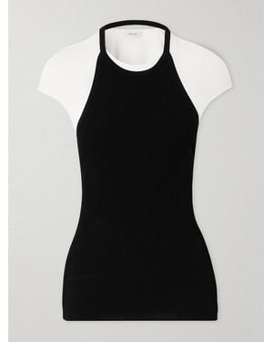 Ferragamo Layered Ribbed Jersey Top - Black