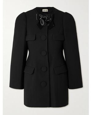ShuShu/Tong Bow-Detailed Satin-Trimmed Twill Jacket - Black