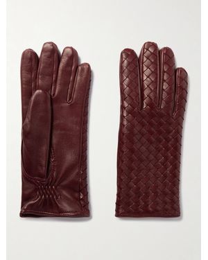 Bottega Veneta Intrecciato Leather Gloves - Red