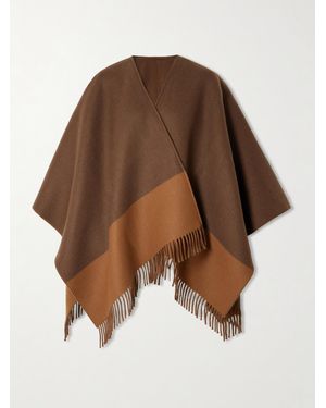Gucci Fringed Wool And Cashmere-Blend Poncho - Brown
