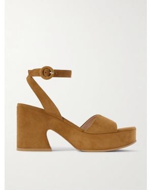 Gianvito Rossi Alma 55 Suede Platform Sandals - White
