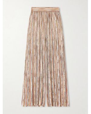 Missoni Mare Embellished Metallic Crochet-Knit Wide-Leg Trousers - Natural