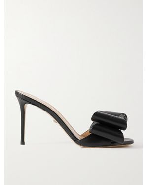 Mach & Mach Le Cadeau Mules Aus Leder Mit Kristallen - Natur