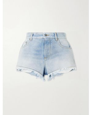 Loewe Paula's Ibiza Anagram Distressed Straight-Leg Denim Shorts - Blue