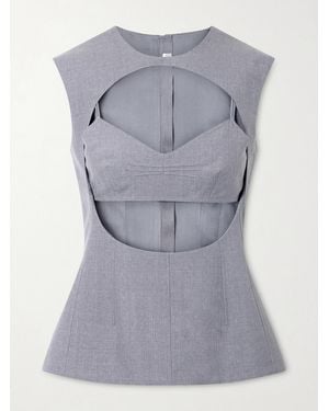 Jil Sander Cut-Out Layered Wool Blouse - Gray
