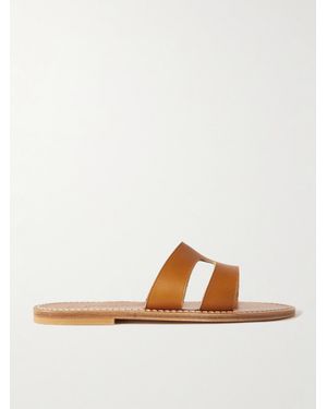 K. Jacques Menandre Cutout Leather Slides - Brown