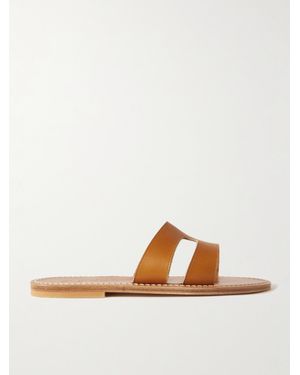 K. Jacques Menandre Cutout Leather Slides - Brown