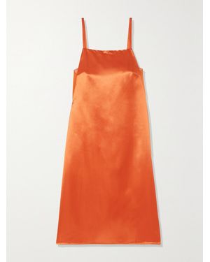 Loewe Silk-Paneled Satin Dress - Orange