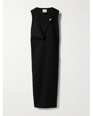 KHAITE Crispin Draped Crepe Midi Dress - Black