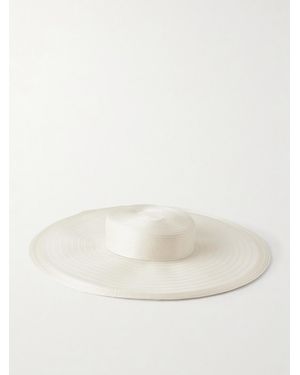 Gigi Burris Millinery Walton Boater Satin-Trimmed Crinoline Sunhat - Natural