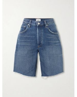 Citizens of Humanity Ayla Frayed Denim Shorts - Blue