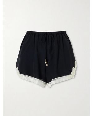 Zimmermann Roselight Lace-Trimmed Cotton And Silk-Blend Shorts - Black