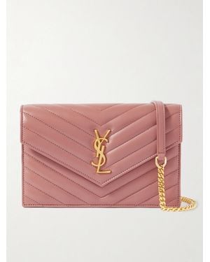 Saint Laurent Cassandre Envelope Matelassé Leather Shoulder Bag - Pink