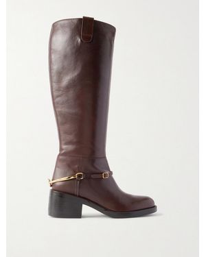 Chloé Dakota Embellished Leather Knee Boots - Brown