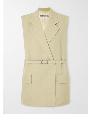 Jil Sander Belted Woven Vest - Natural