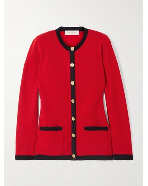 Giuliva Heritage The Eugenia Two-Tone Merino Wool Cardigan - Red