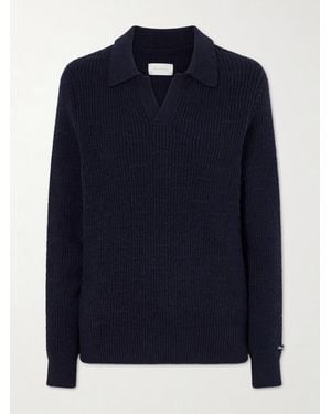 Aimé Leon Dore Ribbed-Knit Cotton-Blend Bouclé Polo Shirt - Blue