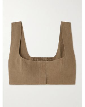 LeKasha Jirja Cropped Linen Top - Natural
