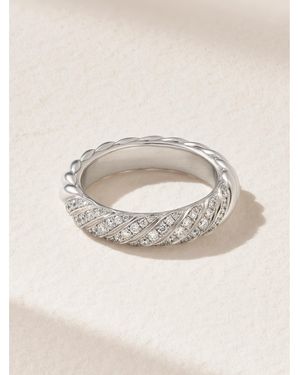 David Yurman Bague En Or Blanc 18 Carats (750/1000) Et Diamants Sculpted Cable - Neutre