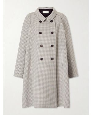 Dries Van Noten Double-Breasted Checked Woven Coat - Gray