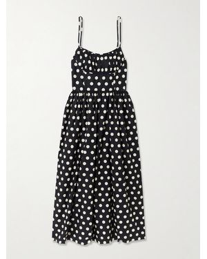Cara Cara Alba Midikleid Aus Baumwollpopeline Mit Polka-Dots Und Raffungen - Weiß