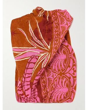 Johanna Ortiz Natural Harbor Cropped Draped Jacquard Top - Red