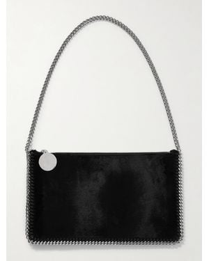 Stella McCartney Sac Porté Épaule En Velours Brossé Falabella Pochette - Noir