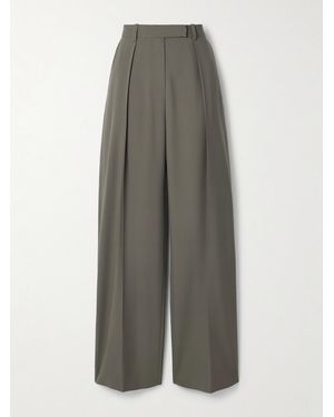 Salon 1884 Net Sustain Odile Pleated Wool Wide-Leg Trousers - Grey