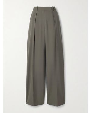 Salon 1884 Net Sustain Odile Pleated Wool Wide-Leg Pants - Gray