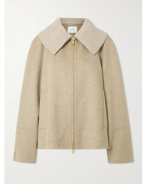 JOSEPH Cooksey Ribbed-Knit Trimmed Wool And Cashmere-Blend Jacket - Natural