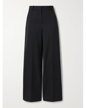 Veronica de Piante Anya Pinstriped Wool Wide-Leg Trousers - Black