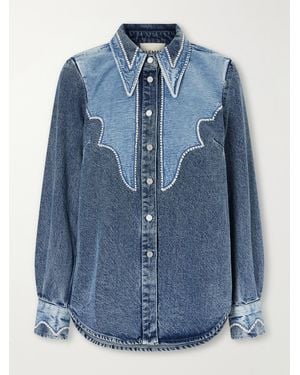 ALÉMAIS Jesse Embroidered Denim Shirt - Blue