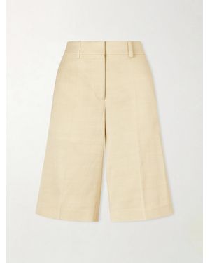 Another Tomorrow Twill Straight-Leg Shorts - Natural