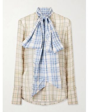 Acne Studios Serena Checked Silk-Chiffon Shirt - Blue