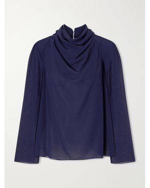 Altuzarra Cara Draped Georgette Blouse - Blue
