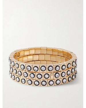 Roxanne Assoulin The Royal Set Of Three-Tone, Enamel And Crystal Bracelets - Metallic