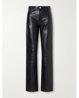 Arma Leather Straight-Leg Pants - Black