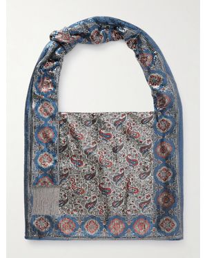 Rabanne Sac A Main Fringed Paisley-Print Chainmail Tote - Blue