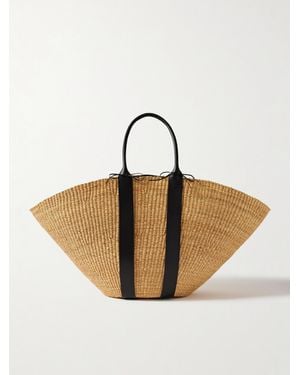 Muuñ Sophie Maxi Leather-Trimmed Woven Straw Tote - Brown