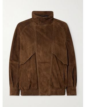 Nour Hammour Ariste Oversized Panelled Suede Jacket - Brown