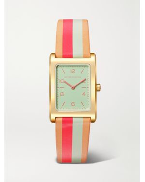 La Californienne Daybreak 24Mm-Tone Striped Leather Watch - White