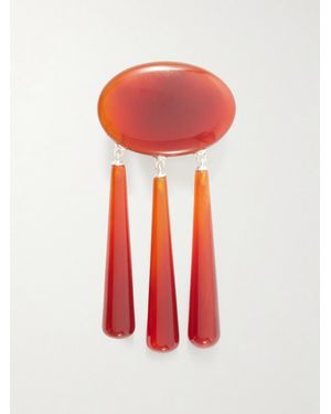 LIE STUDIO Ethel-Plated Carnelian Brooch - Red
