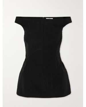Tibi Schema Off-The-Shoulder Canvas Top - Black